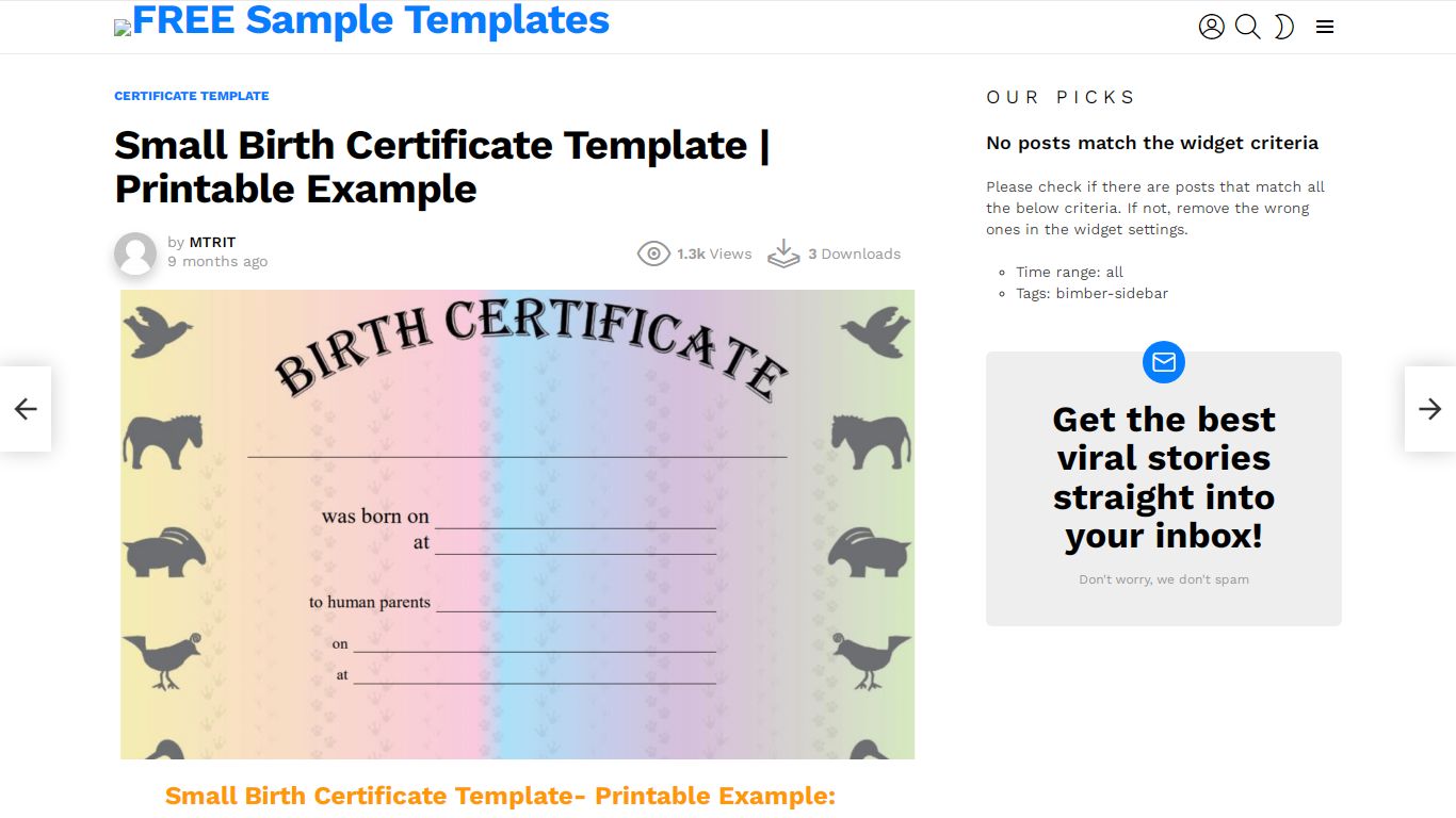 Small Birth Certificate Template - FREE Sample Templates